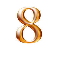 3d alphabet, golden number eight, 8