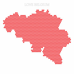 Belgium country map made from love heart halftone pattern