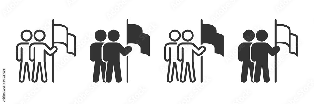 Poster career target icons in four different versions in a flat design