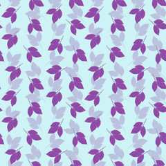 Digital illustration of seamless texture with purple leaves.