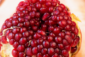 Grains of ripe juicy pomegranate