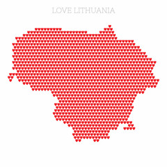 Lithuania country map made from love heart halftone pattern