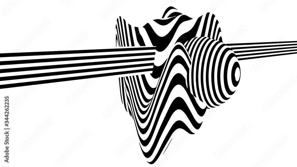 Poster abstract 3d black and white illusions. optical illusion lines background. horizontal lines stripes p