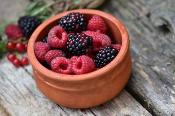 raspberries and blueberries