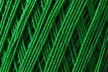 ball of green threads closeup