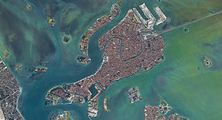 Venice Italy from the altitude of the quadrocopter, Grand canal, 2019 in 3D