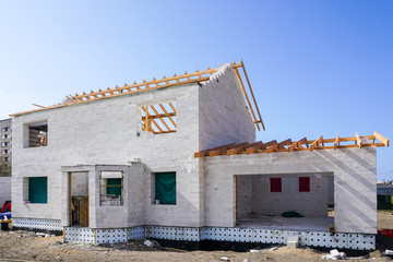 new two storey residential house under construction