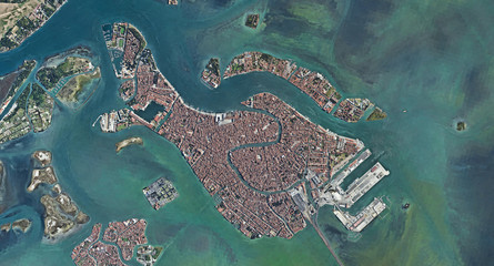 Venice Italy from the altitude of the quadrocopter, Grand canal, 2019 in 3D