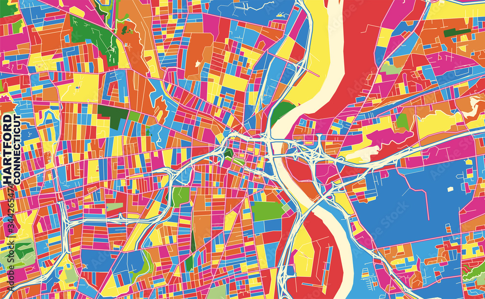 Poster hartford, connecticut, usa, colorful vector map