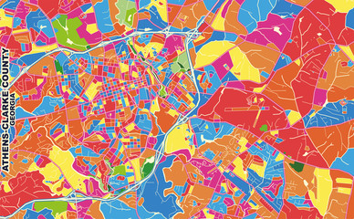Athens-Clarke County, Georgia, USA, colorful vector map
