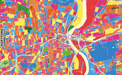 Hartford, Connecticut, USA, colorful vector map