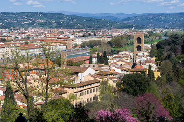 Beautiful panoramic view of the Florence from Boboli Gardens. Tuscany, Italy. - 344265697