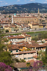Basilica of Santa Maria Novella and River Arno. Florence, Tuscany, Italy. - 344266272