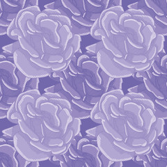 Purple Rose flower repeating pattern.  Abstract floral vector illustration background.