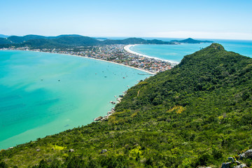 Fototapeta na wymiar Bombinhas - SC - Brazil. View to lookout 360 to beautiful tropical beach of Bombinhas - Brazil