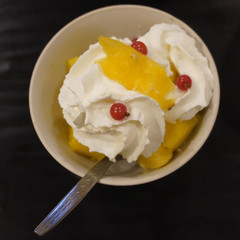 Pineapple with whipped cream and Silver buffaloberries