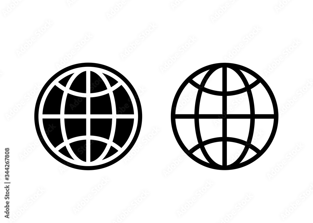 Aufkleber globe icon set, go to web icon vector