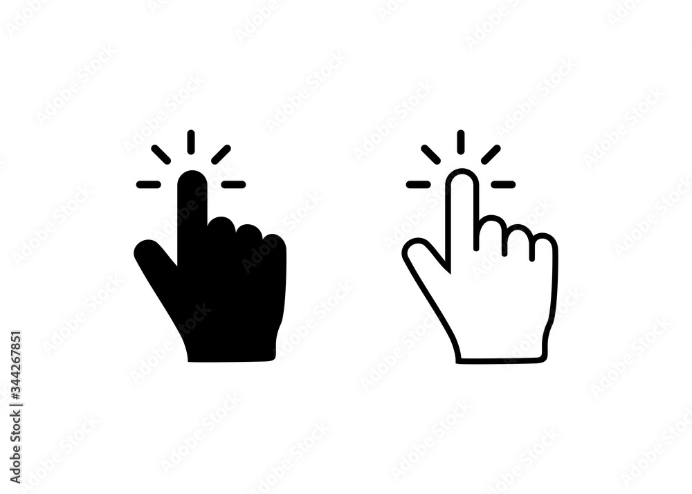 Poster hand click icon vector. hand cursor icon