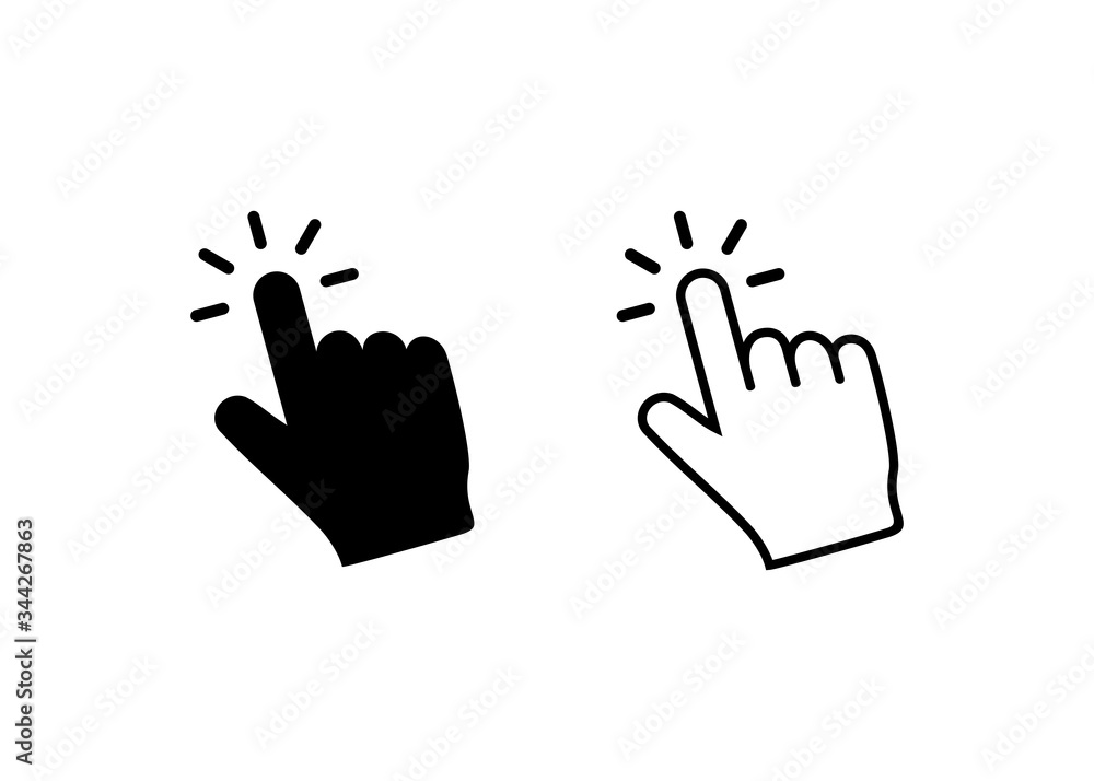 Poster hand click icon vector. hand cursor icon