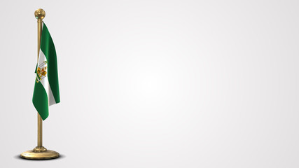 Andalusia realistic 3D flag illustration on golden flagpole.