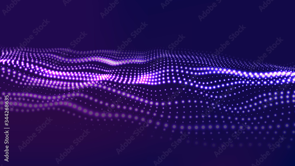 Leinwandbilder Music wave of particles. Sound wave element. Vector technology equalizer for music. Artificial intelligence. Abstract dynamic wave. Futuristic blue vector illustration. Big data.