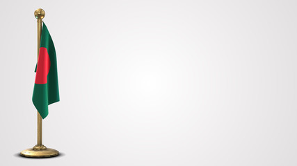 Bangladesh realistic 3D flag illustration on golden flagpole.