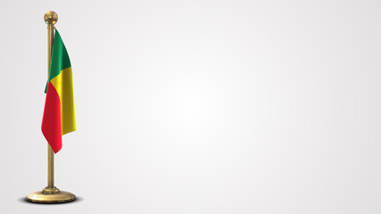 Benin realistic 3D flag illustration on golden flagpole.