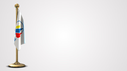 Benbrook realistic 3D flag illustration on golden flagpole.