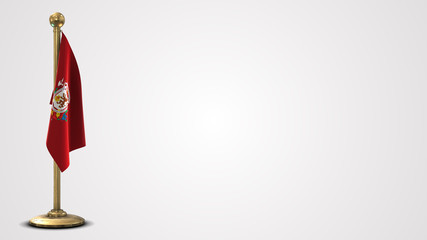 Caracas realistic 3D flag illustration on golden flagpole.