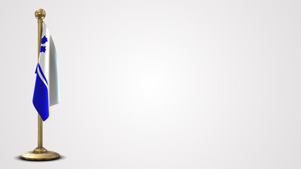 Drapeau Du Lac-Saint-Jean realistic 3D flag illustration on golden flagpole.