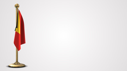 East Timor realistic 3D flag illustration on golden flagpole.