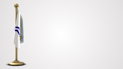 Franco-Colombiens realistic 3D flag illustration on golden flagpole.