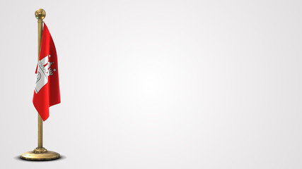 Hamburg realistic 3D flag illustration on golden flagpole.