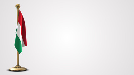 Hungary realistic 3D flag illustration on golden flagpole.