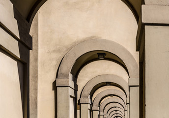 Row of the arches in Florence, Italy.