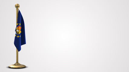 Lieutenant-Governor Of New Brunswick realistic 3D flag illustration on golden flagpole.