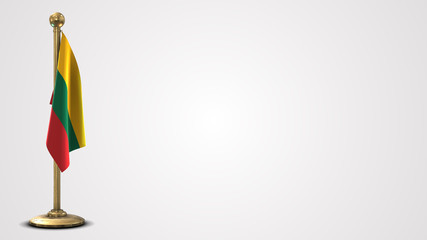 Lithuania realistic 3D flag illustration on golden flagpole.