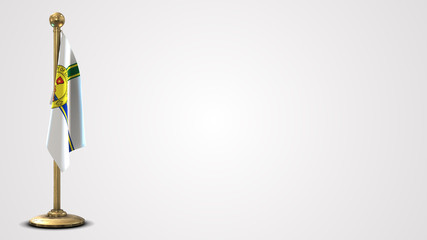 Little Rock realistic 3D flag illustration on golden flagpole.