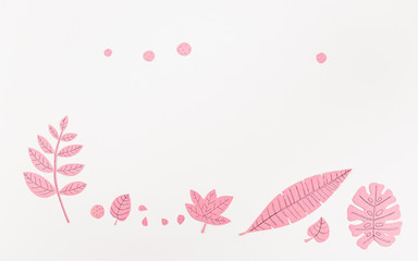 Leaf Set. Hand-drawn decorative elements, doodle floral elements. Black line ink hand drawn art. White background ready for copywriting. Perfect for invitations, greeting cards, posters, prints.