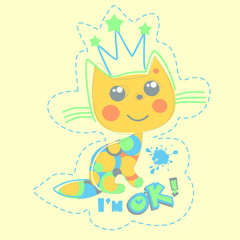 Obraz na płótnie Canvas Cute little kitten vector character illustration