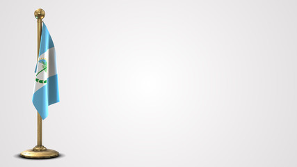 Neuquen realistic 3D flag illustration on golden flagpole.