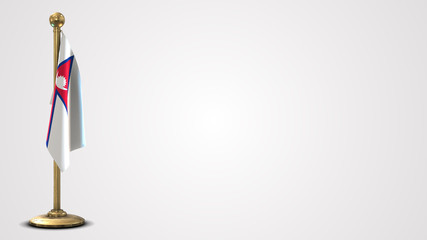 Nepal realistic 3D flag illustration on golden flagpole.