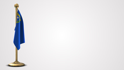 Nevada realistic 3D flag illustration on golden flagpole.