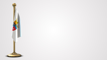 Nuble realistic 3D flag illustration on golden flagpole.