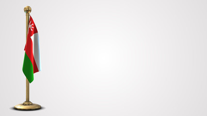 Oman realistic 3D flag illustration on golden flagpole.