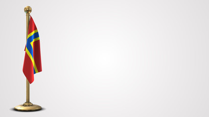 Orkney realistic 3D flag illustration on golden flagpole.