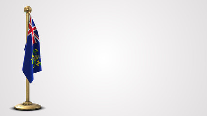 Pitcairn Islands realistic 3D flag illustration on golden flagpole.