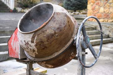 Industrial Cement Mixer Machinery on construction site .