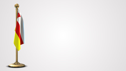 Santa Barbara California realistic 3D flag illustration on golden flagpole.