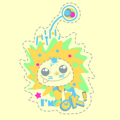 Cartoon little sunny monster vector character illustration